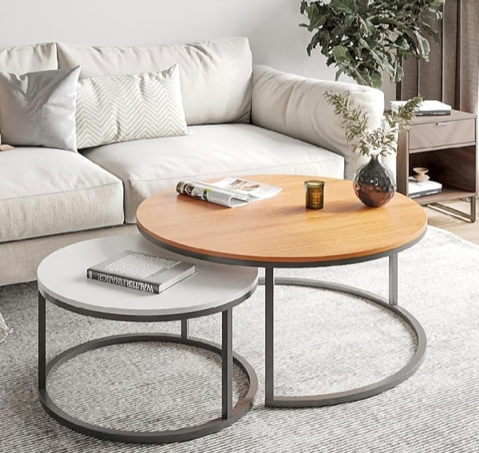 Center Table for Living Room Coffee Table Tea Table End Table Decorative Item Marble Design/ ONLY BLACK COLOUR Engineered Wood Top